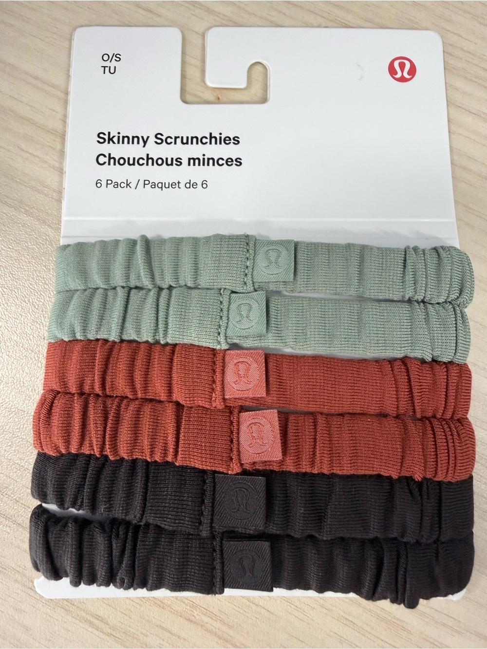 lululemon Skinny Scrunchies 6-Pack - Sage, Rust, Black
